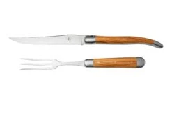 Forge De Laguiole Carving Set Olivewood, 1217INOLF17, Juego De Trinchar De Madera De Olivo