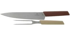 Victorinox Swiss Modern Cuchillo Para Trinchar Y Tenedor Para Carne, Rojo Y Beis