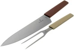 Victorinox Swiss Modern Cuchillo Para Trinchar Y Tenedor Para Carne, Rojo Y Beis -Chef Tienda VT6 9096 21G 03 victorinox