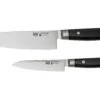 Yaxell Ran 36056, Juego De Cuchillos De 3 Piezas Santoku 16,5 Cm, Cuchillo Multiusos 12 Cm Y Afilador De Cuchillos